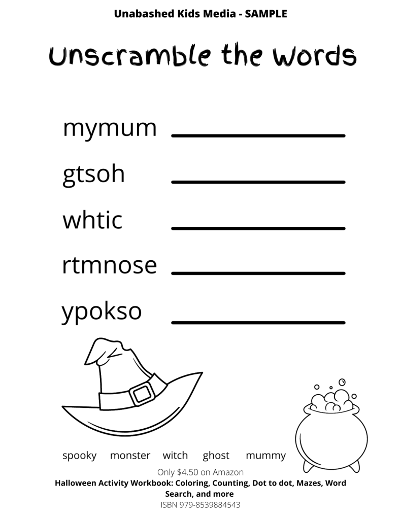 Unscramble the Words -  Halloween themed